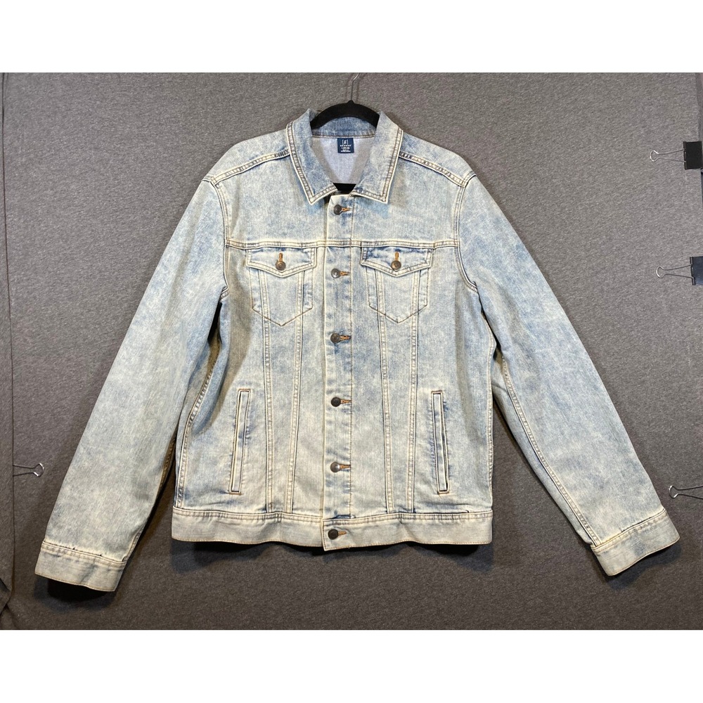 George Mens Light Wash Denim Trucker Jacket Light Blue Size L 42-44